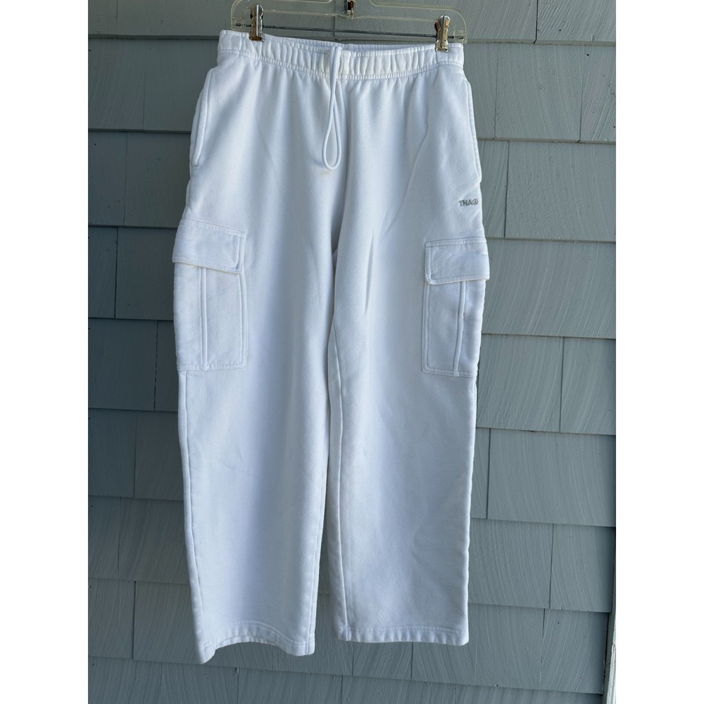 Aritzia TNA Cozy Fleece Mega Cargo Sweatpants White Size M Wide Leg